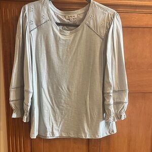 Another Love Light Blue Eyelet Blouse